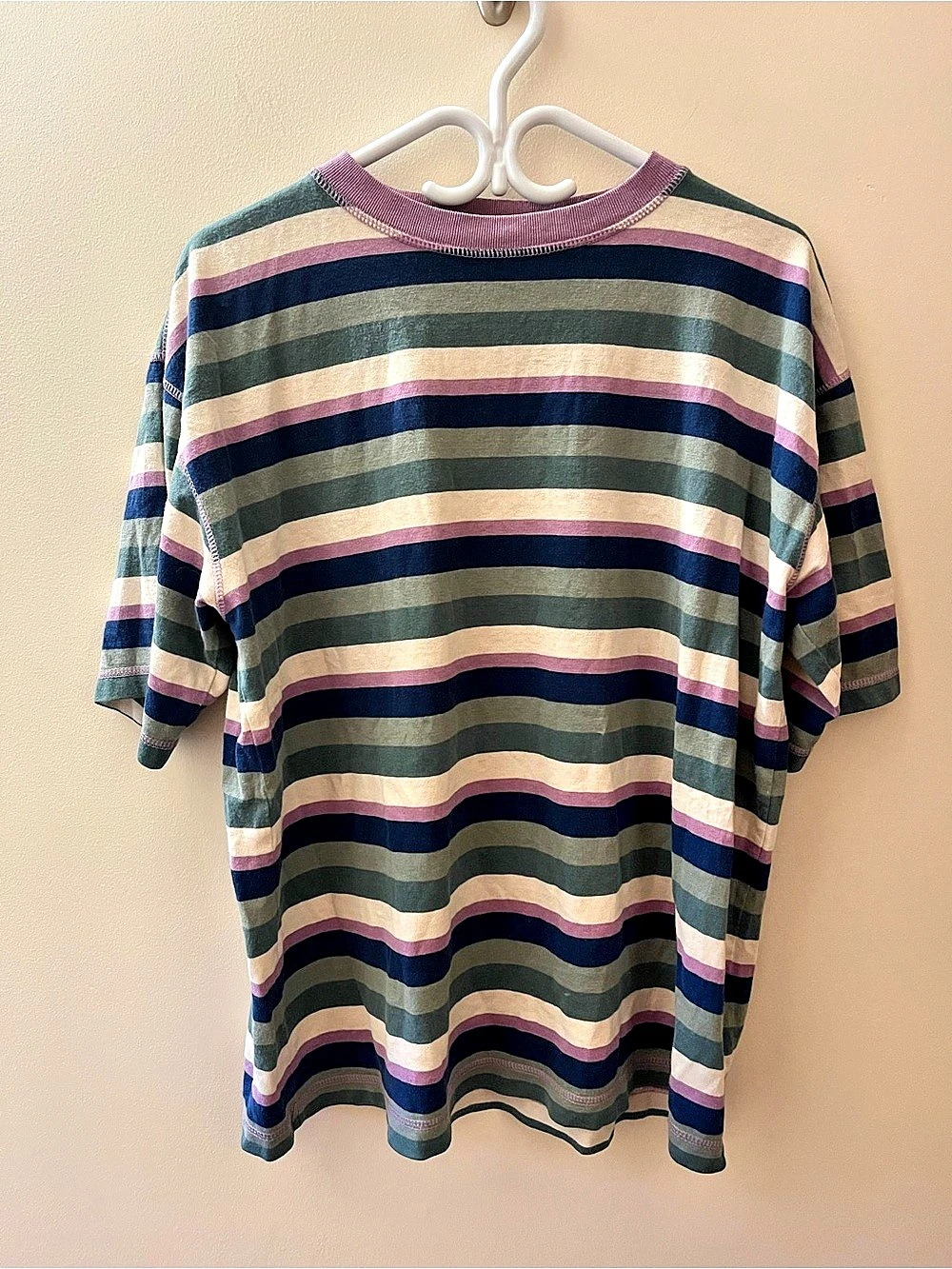 Givenchy Striped Short Sleeve Tee in Green & Lavender Like New